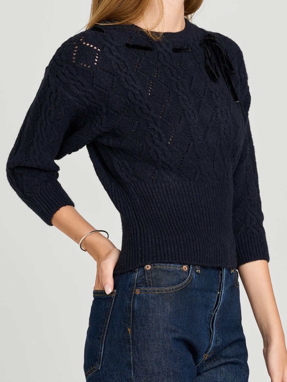WAYF X SARA WALKER Miranda Velvet Pointelle Sweater